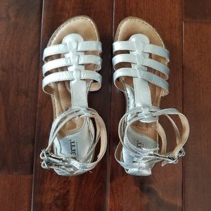 BØRN "Macadamia" Silver Gladiator Sandal - Size 8